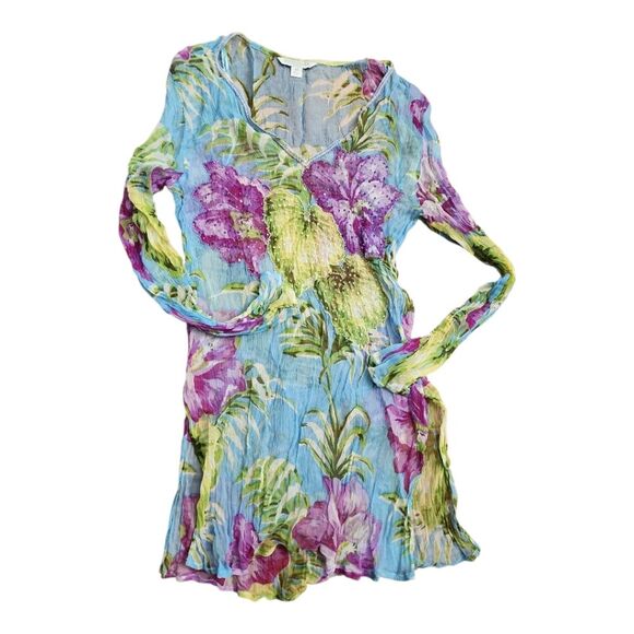 Queenspark Coverup 100% Silk Rhinestones Sz (12) US 8 Stretchy Quiet Luxury Sun - Picture 6 of 10